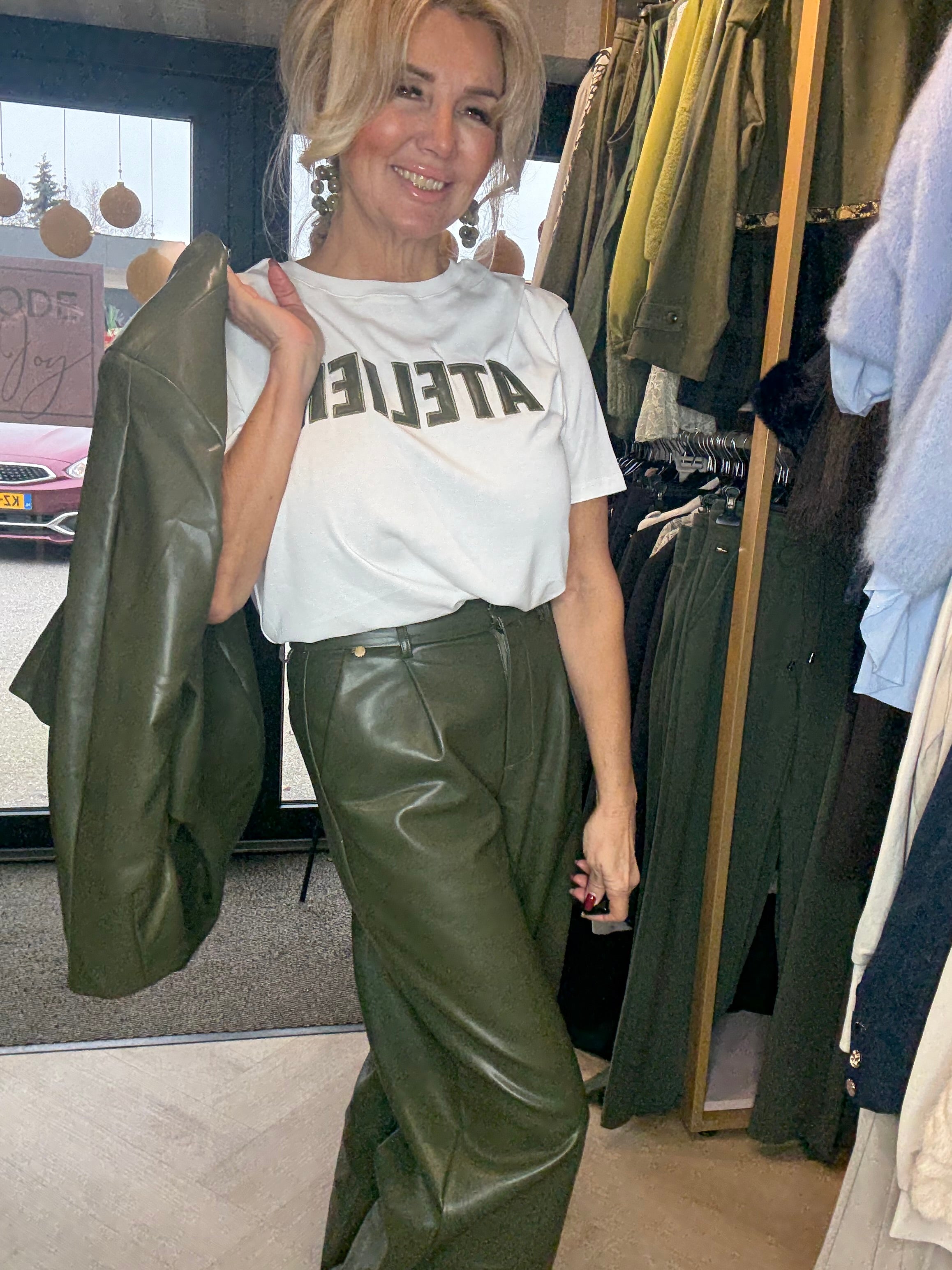 Broek Leatherlook Groen 👌